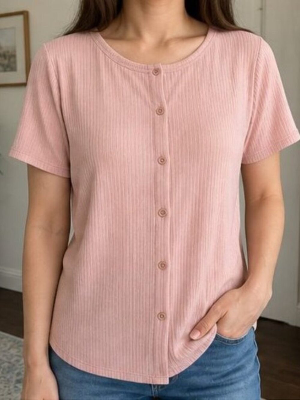 Blush Button Blouse